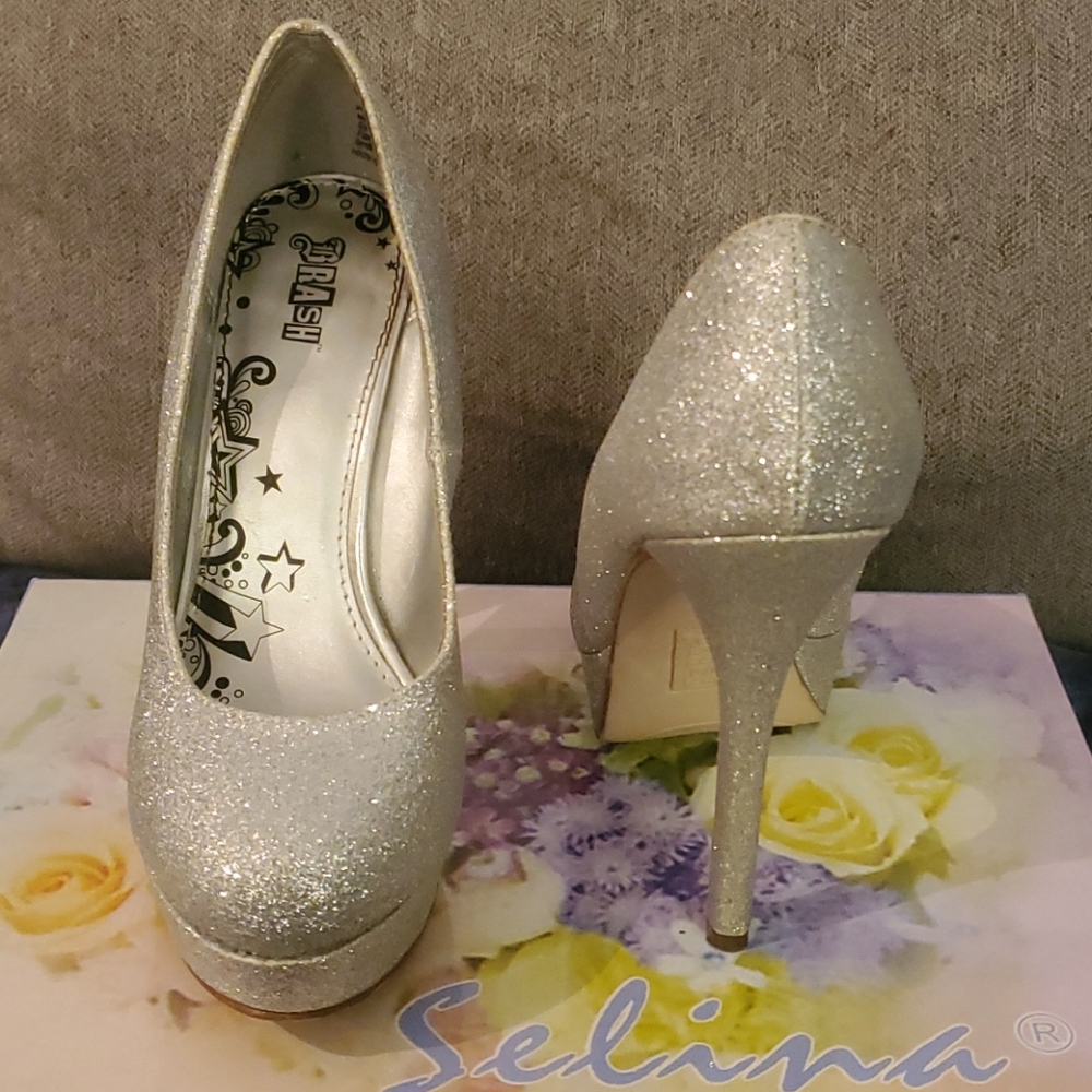 Brash Sparkly Silver Stiletto